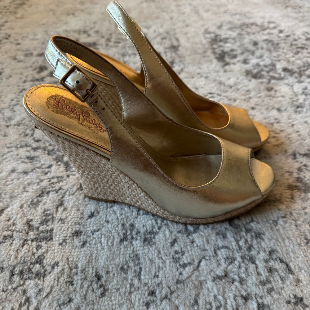 Lilly Pulitzer Kristin Gold wedges Plateform shoes
